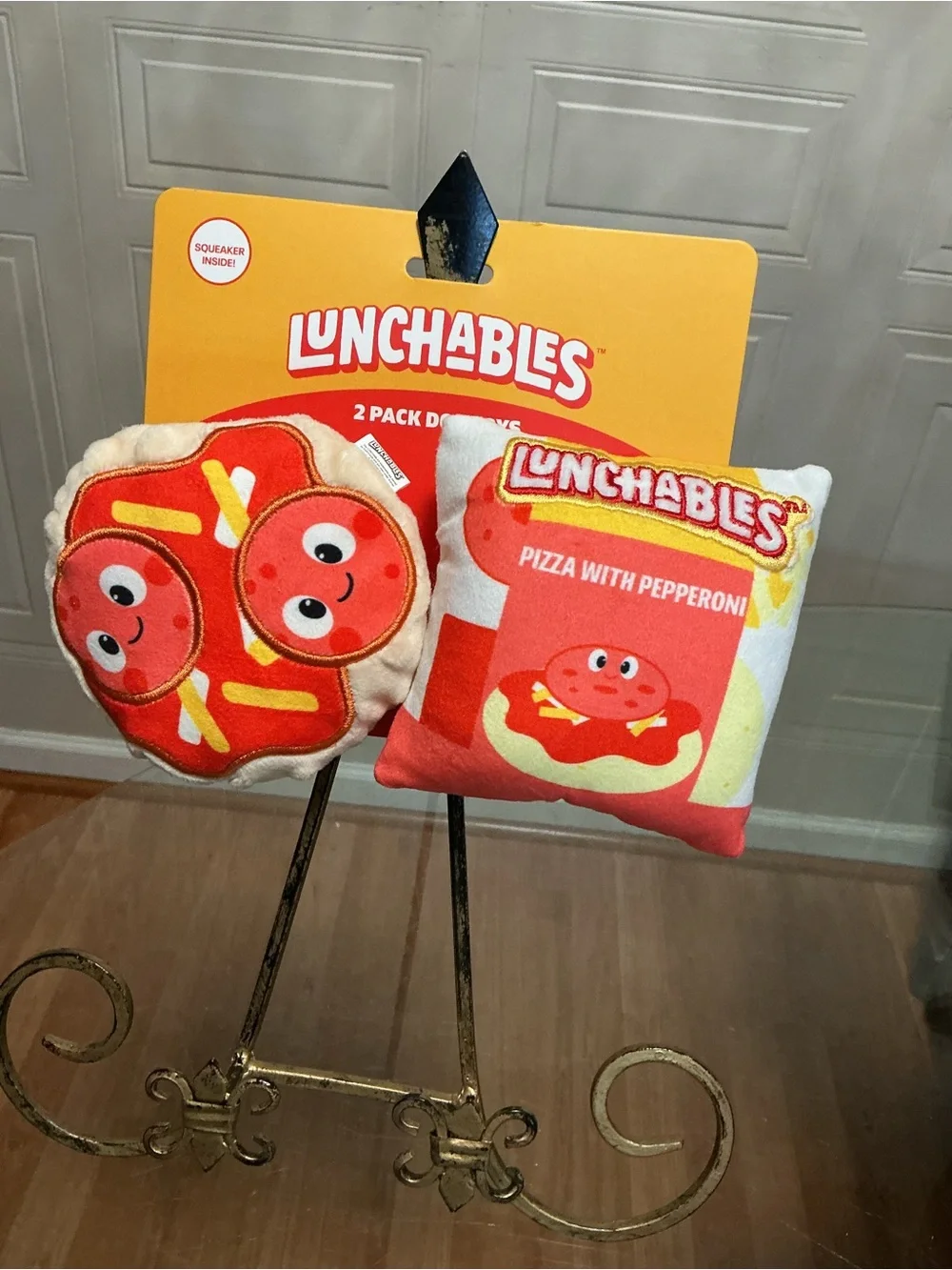 NEW Dog Toys Set of 2 with Squeaker Pepperoni Theme